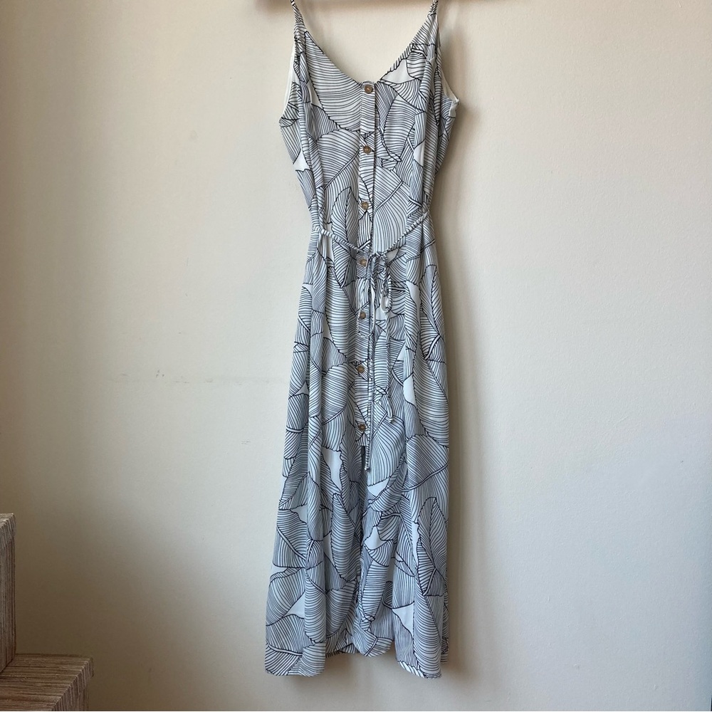 Sienna Sky Midi Dress Women’s Sz XS Black White Print Spaghetti Strap Button Up